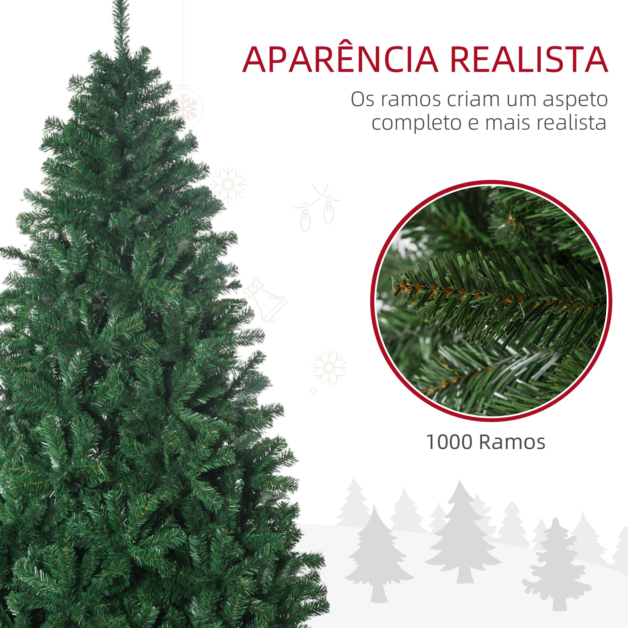 Árvore de Natal 180 cm Verde PVC e Aço Ø102x180 cm