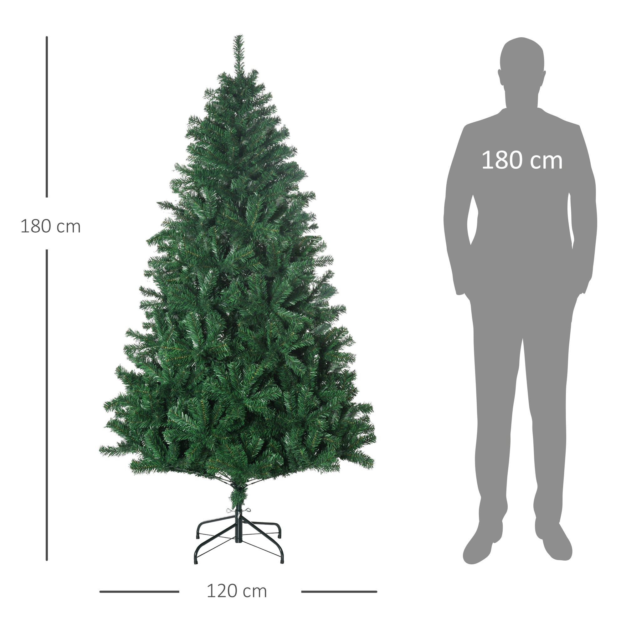 Árvore de Natal 180 cm Verde PVC e Aço Ø102x180 cm