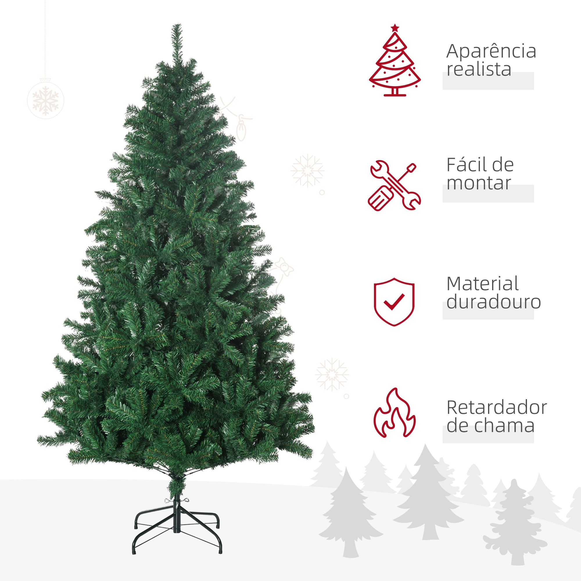 Árvore de Natal 180 cm Verde PVC e Aço Ø102x180 cm