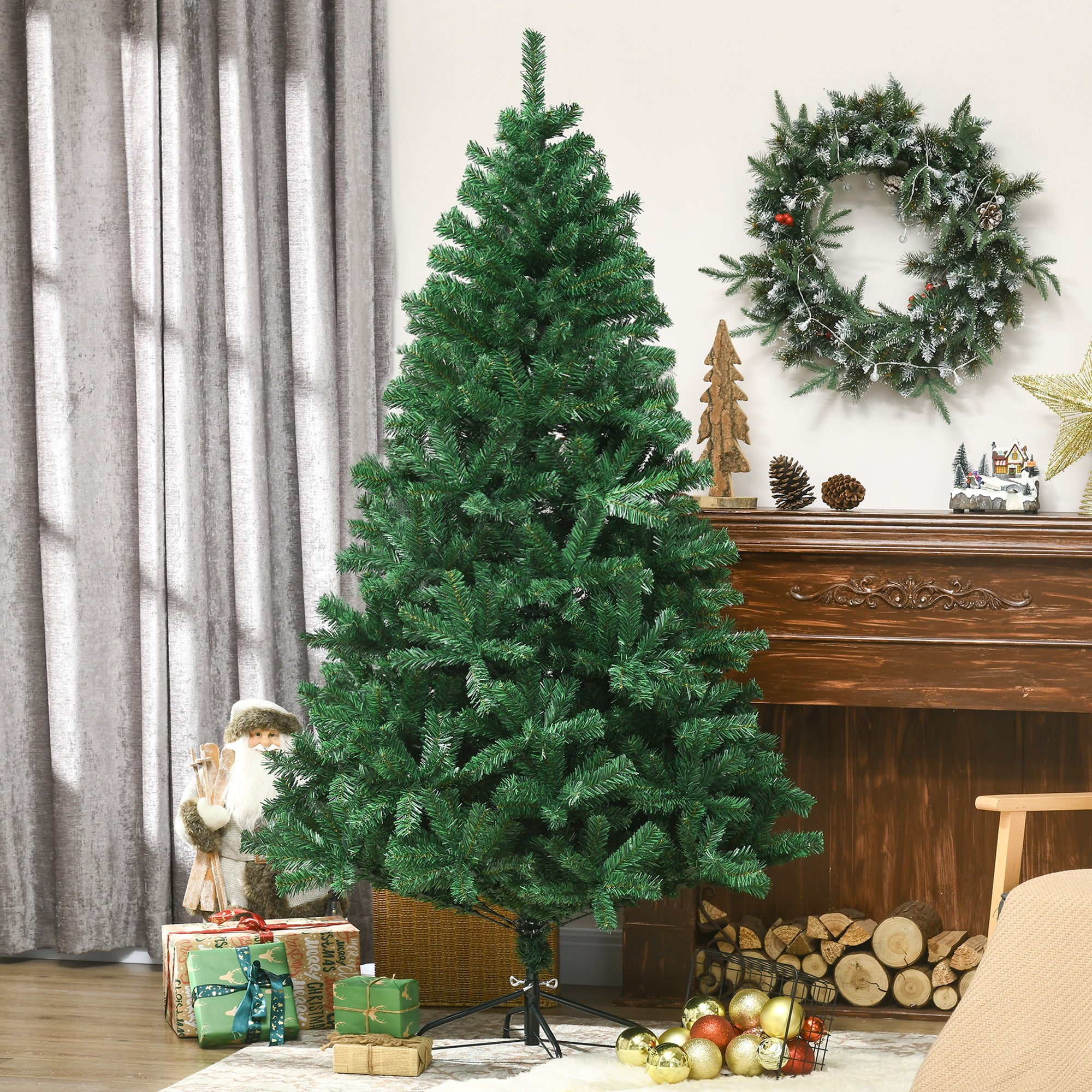 Árvore de Natal 180 cm Verde PVC e Aço Ø102x180 cm