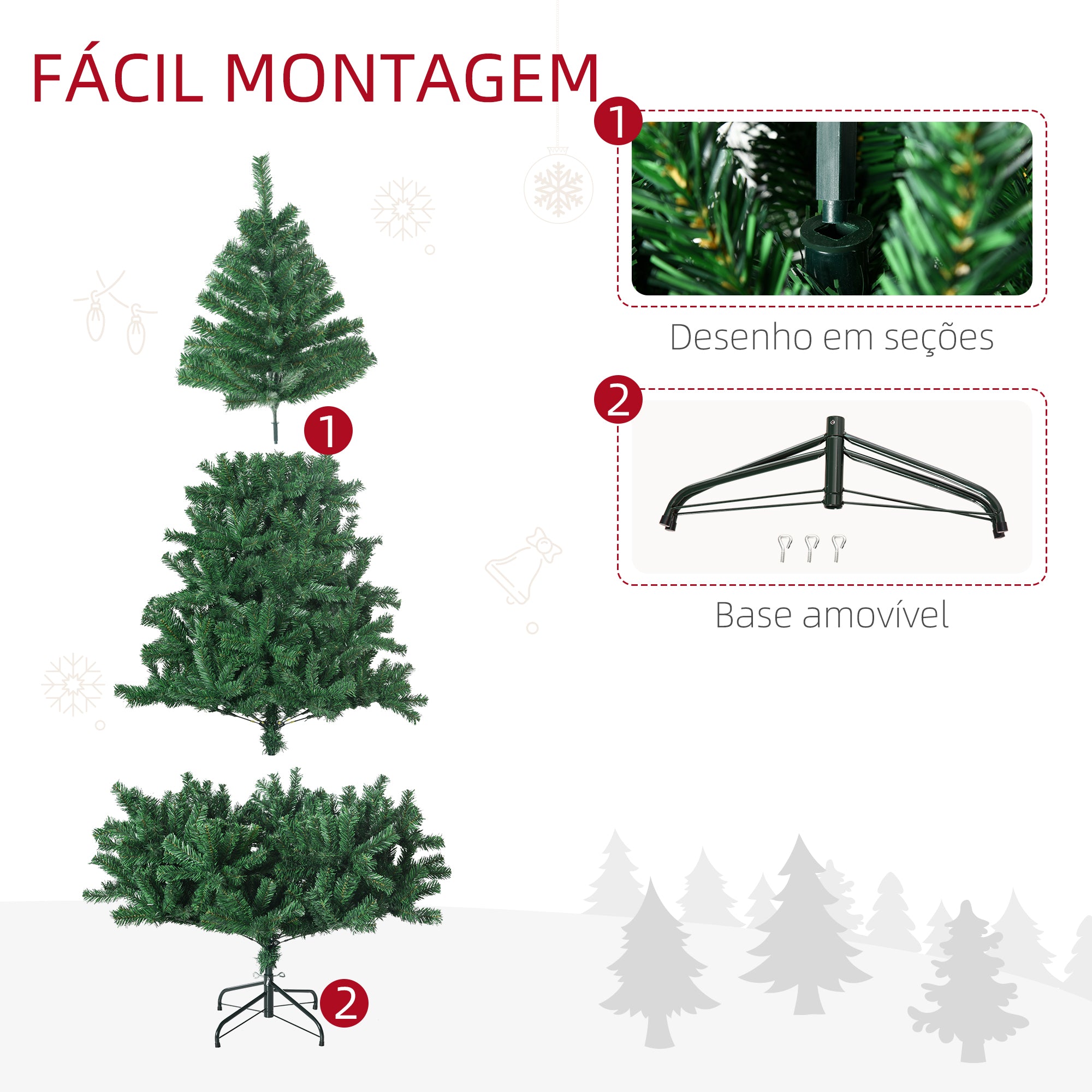 Árvore de Natal 180 cm Verde PVC e Aço Ø102x180 cm