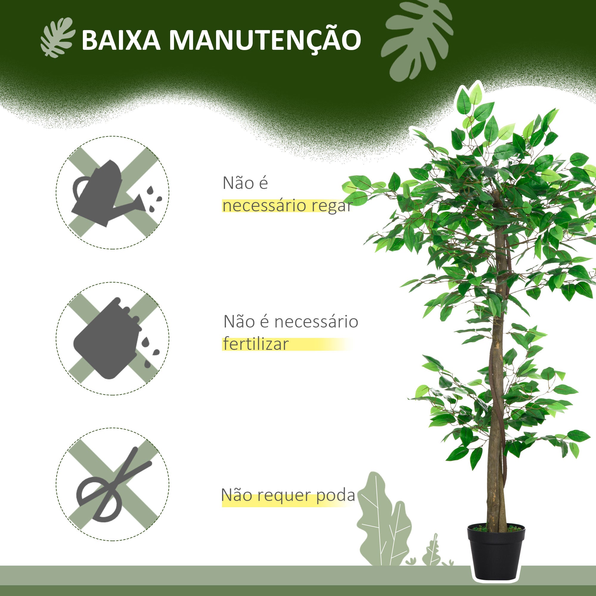 Planta Artificial – 120 cm – Verde Musgo – Plástico PE