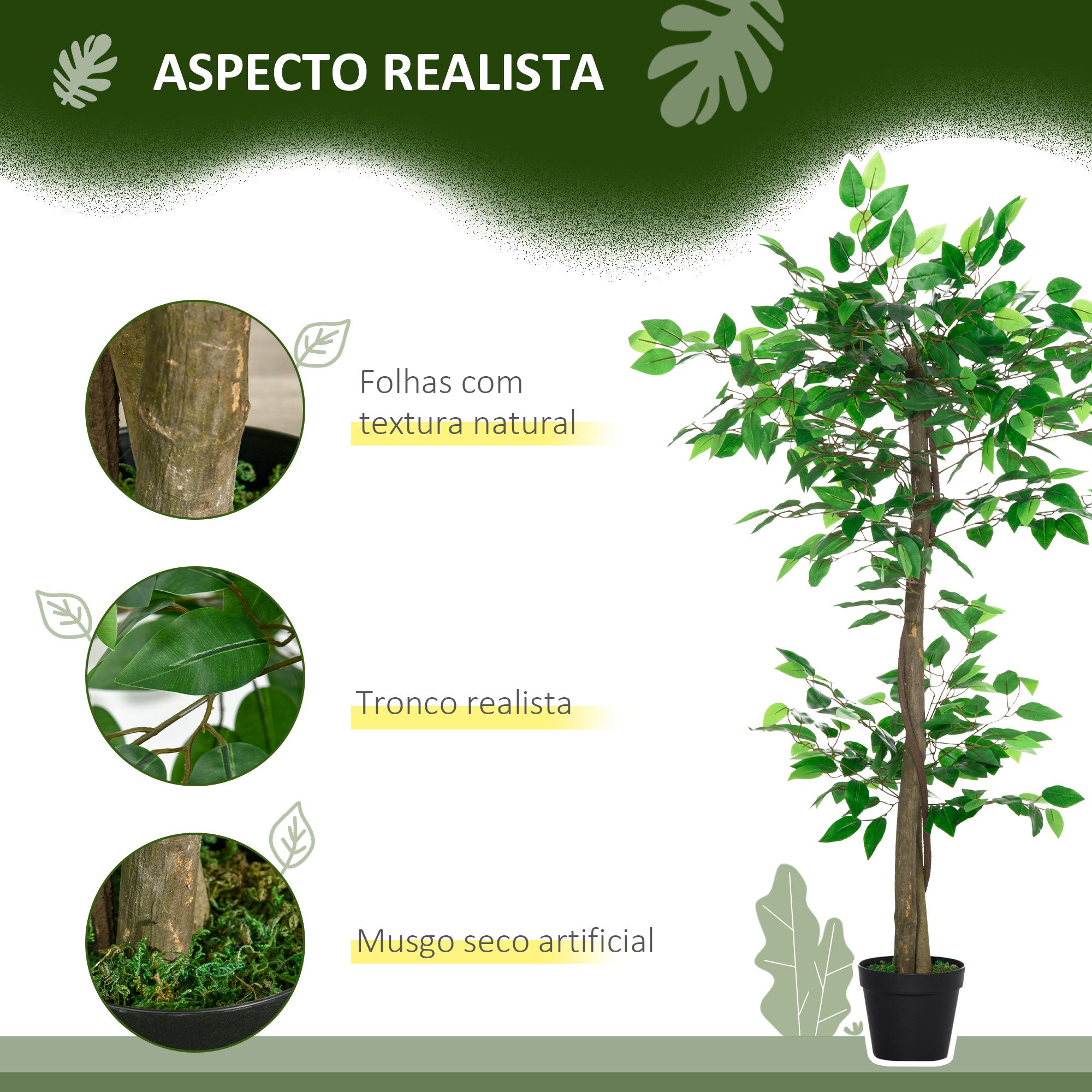 Planta Artificial – 120 cm – Verde Musgo – Plástico PE