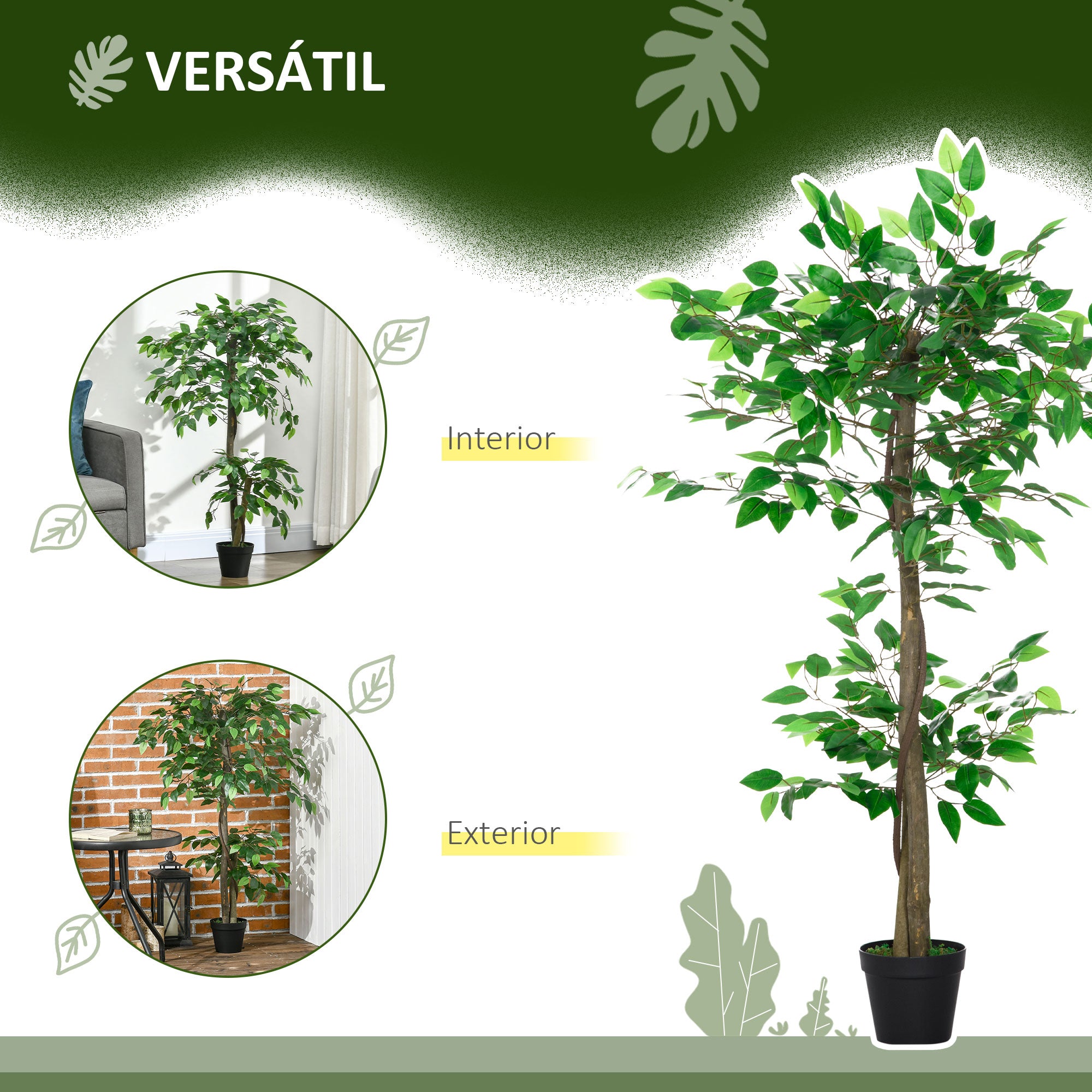 Planta Artificial – 120 cm – Verde Musgo – Plástico PE