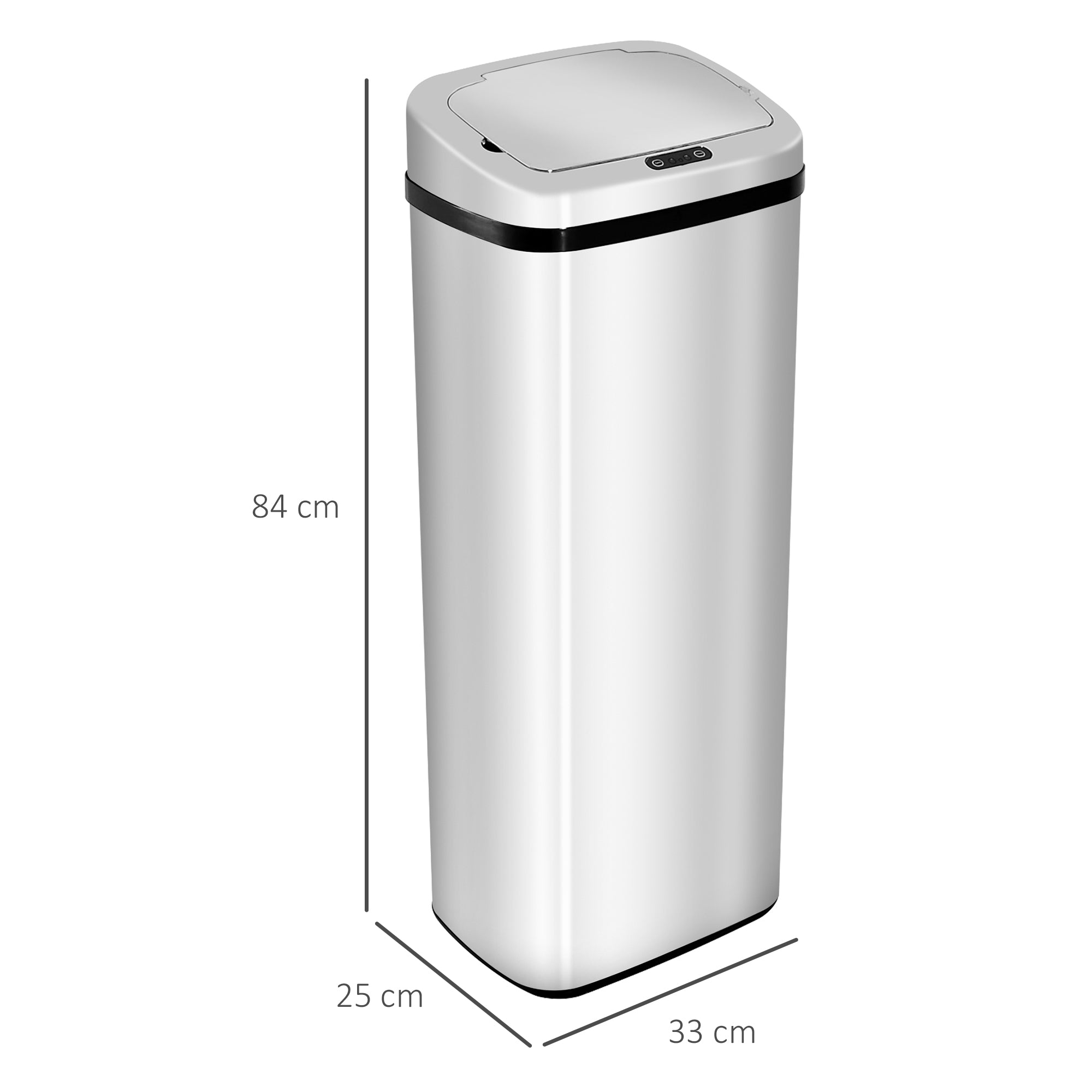 Balde de Lixo Inteligente 50L Prata 33x25x84 cm