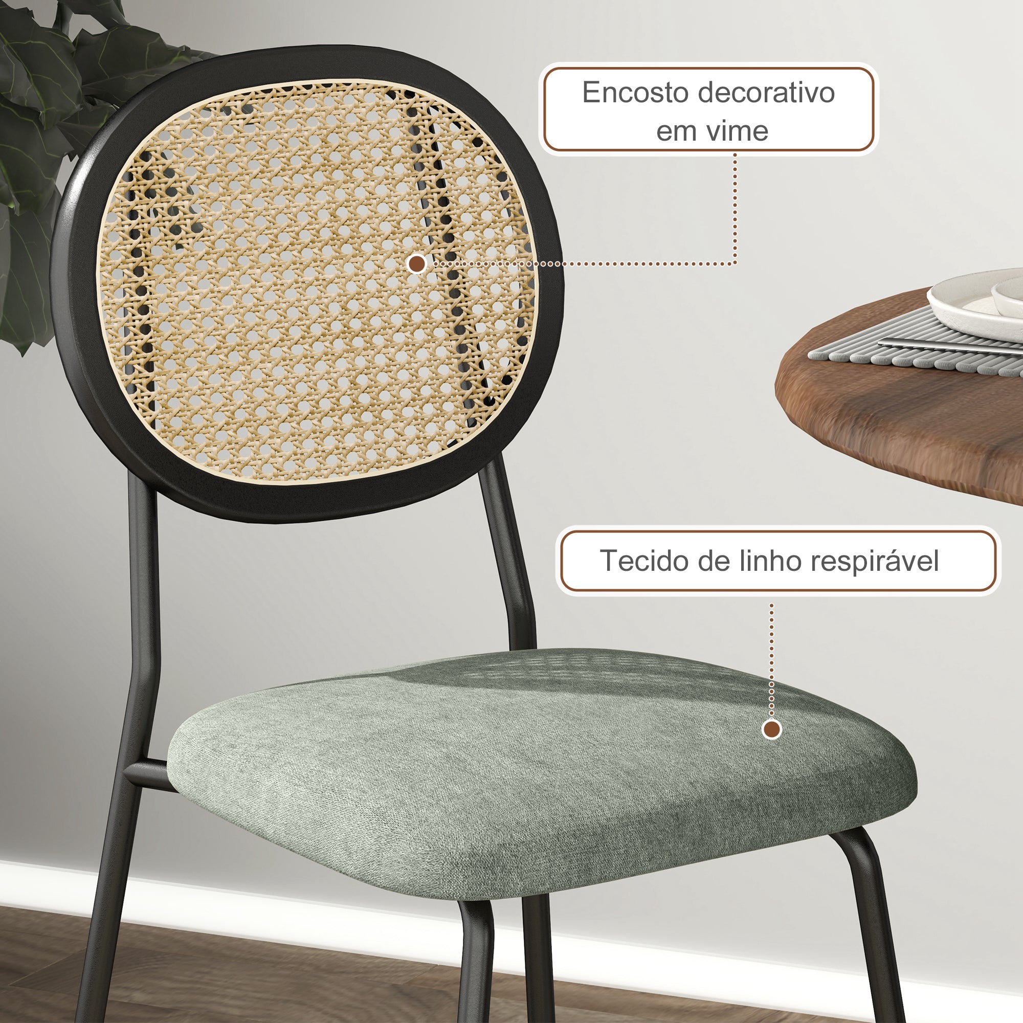 Conjunto de 2 Cadeiras de Sala de Jantar 44x54x87 cm Verde Escuro