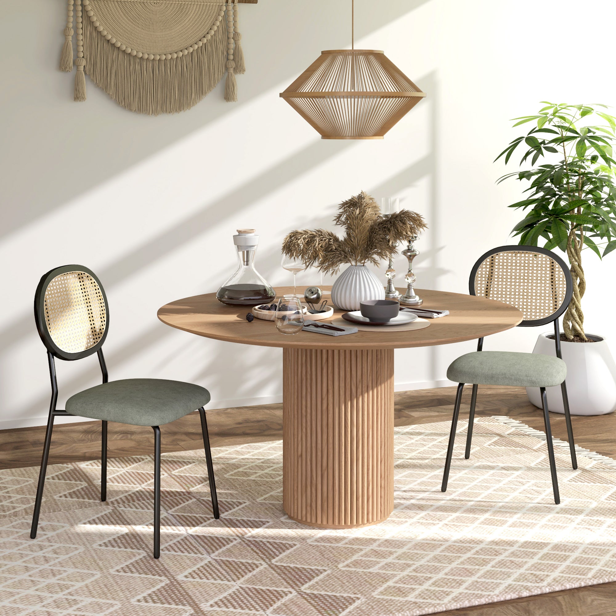 Conjunto de 2 Cadeiras de Sala de Jantar 44x54x87 cm Verde Escuro