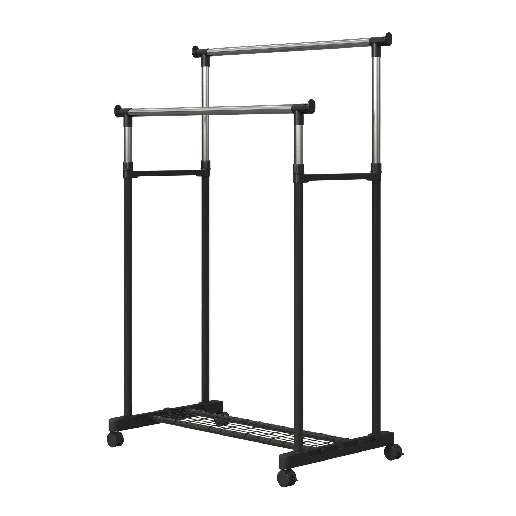 Cabide Ajustável em Altura com Rodas - 80x43x155 cm - Preto