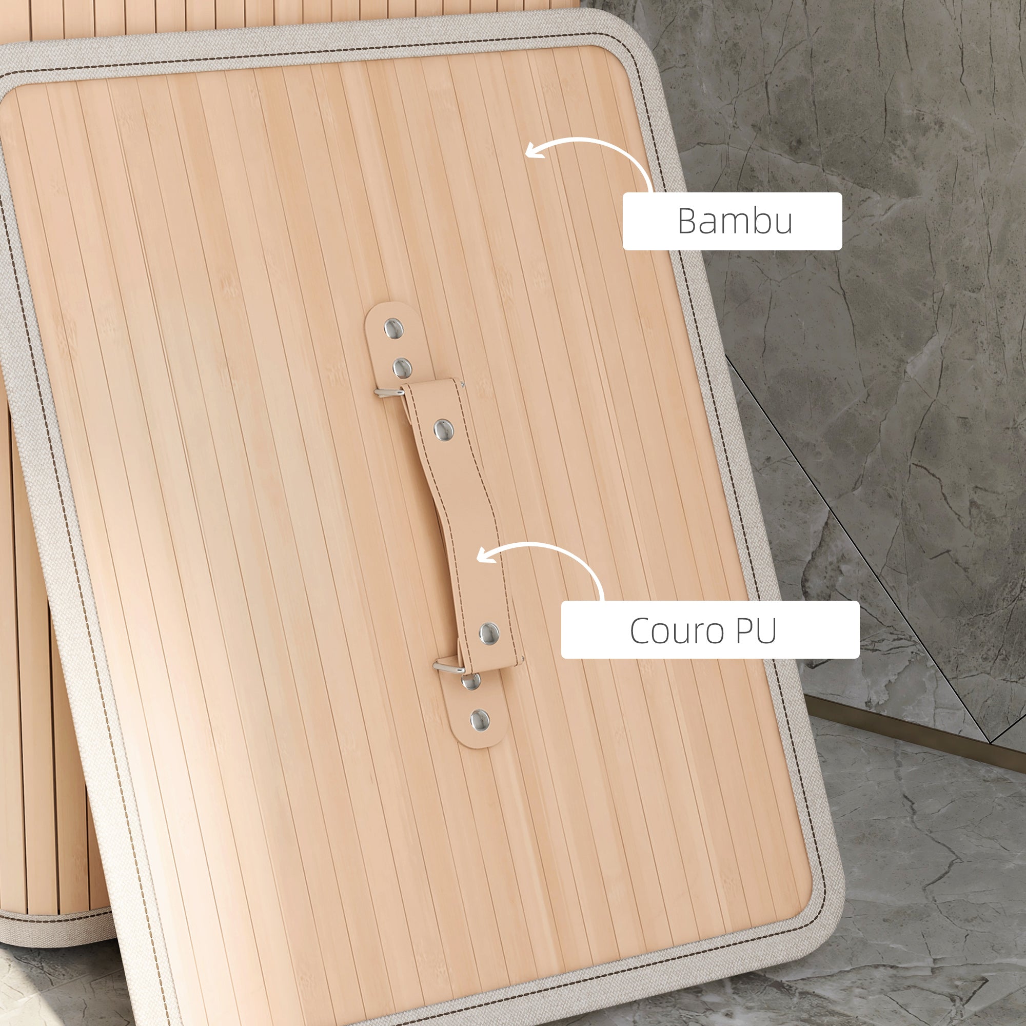 Cesto de Roupa de Bambu Dobrável 40x30x60 cm - Cor Bambu