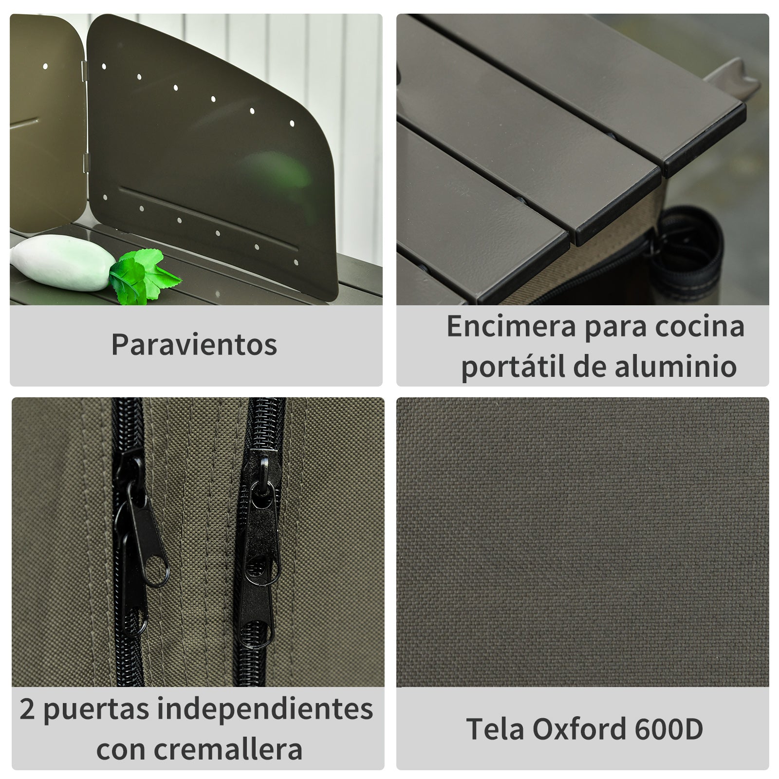 Armário de Cozinha Dobrável para Acampamento - Verde - 94x57x109 cm