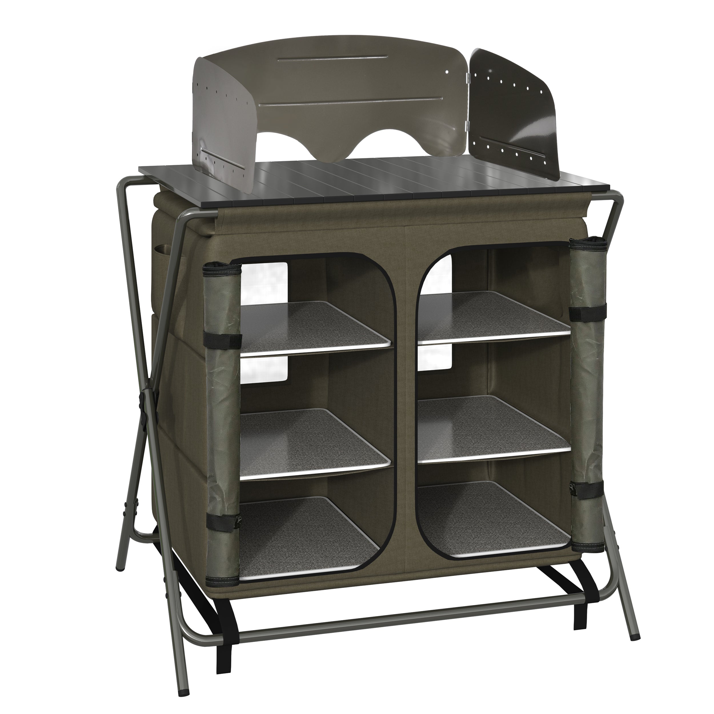 Armário de Cozinha Dobrável para Acampamento - Verde - 94x57x109 cm