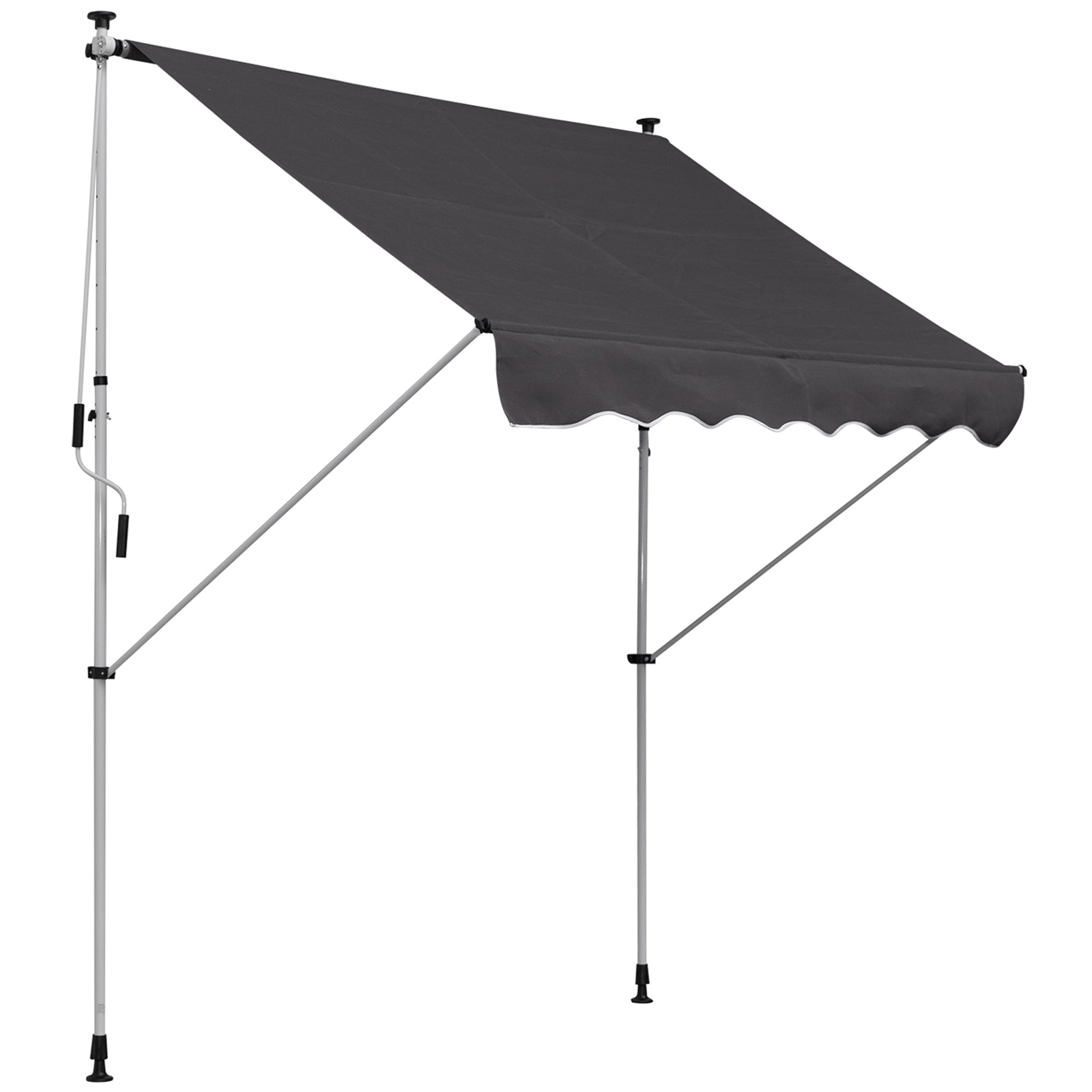 Toldo Manual Retrátil 200x150 cm Cinzento com Manivela de Alumínio