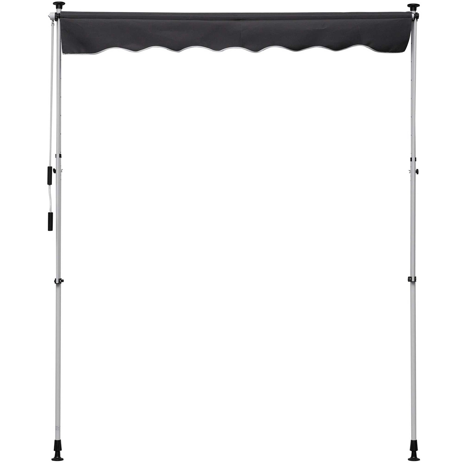 Toldo Manual Retrátil 200x150 cm Cinzento com Manivela de Alumínio