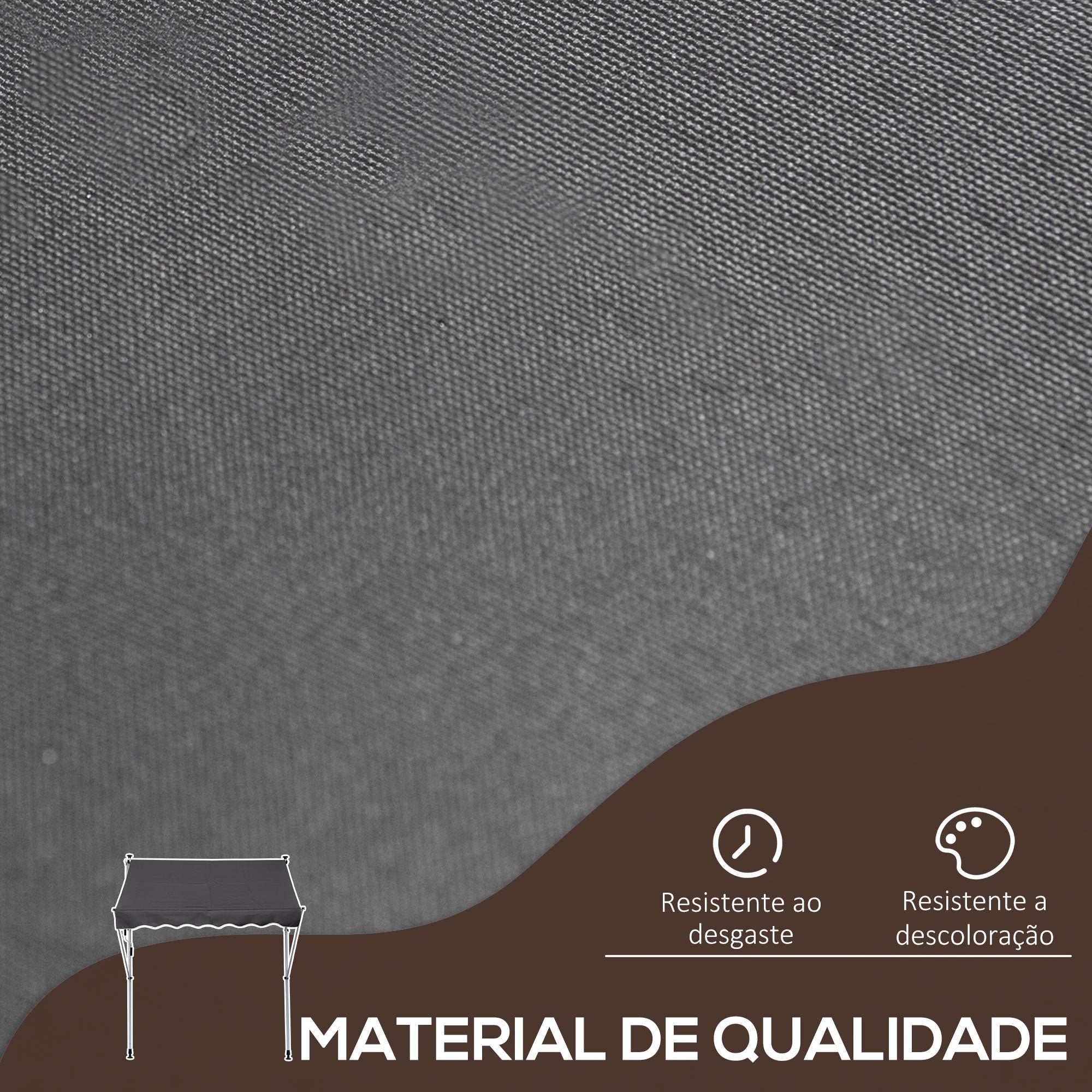 Toldo Manual Retrátil 200x150 cm Cinzento com Manivela de Alumínio