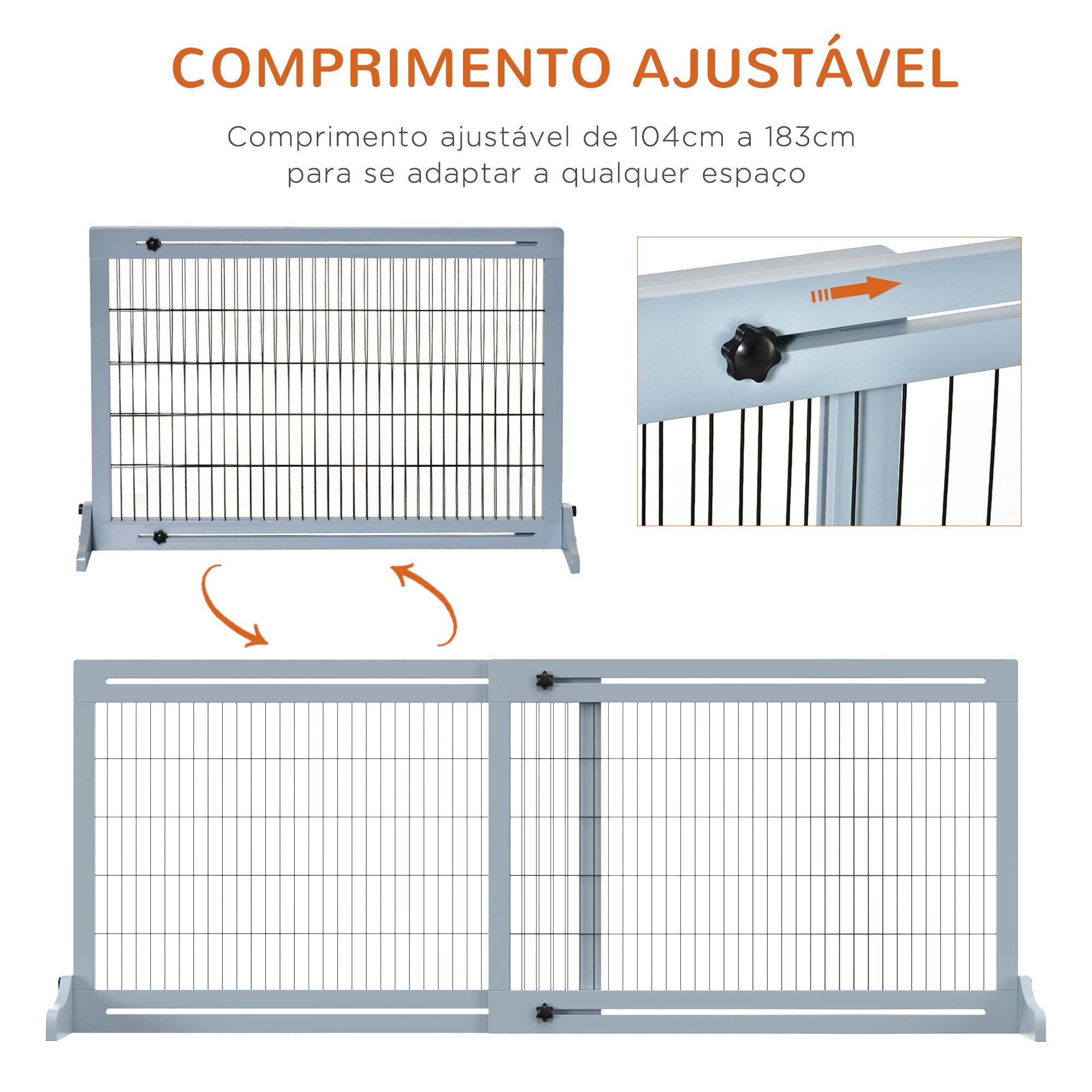 Barreira de Segurança Extensível 104-183x36x69 cm - Cinza