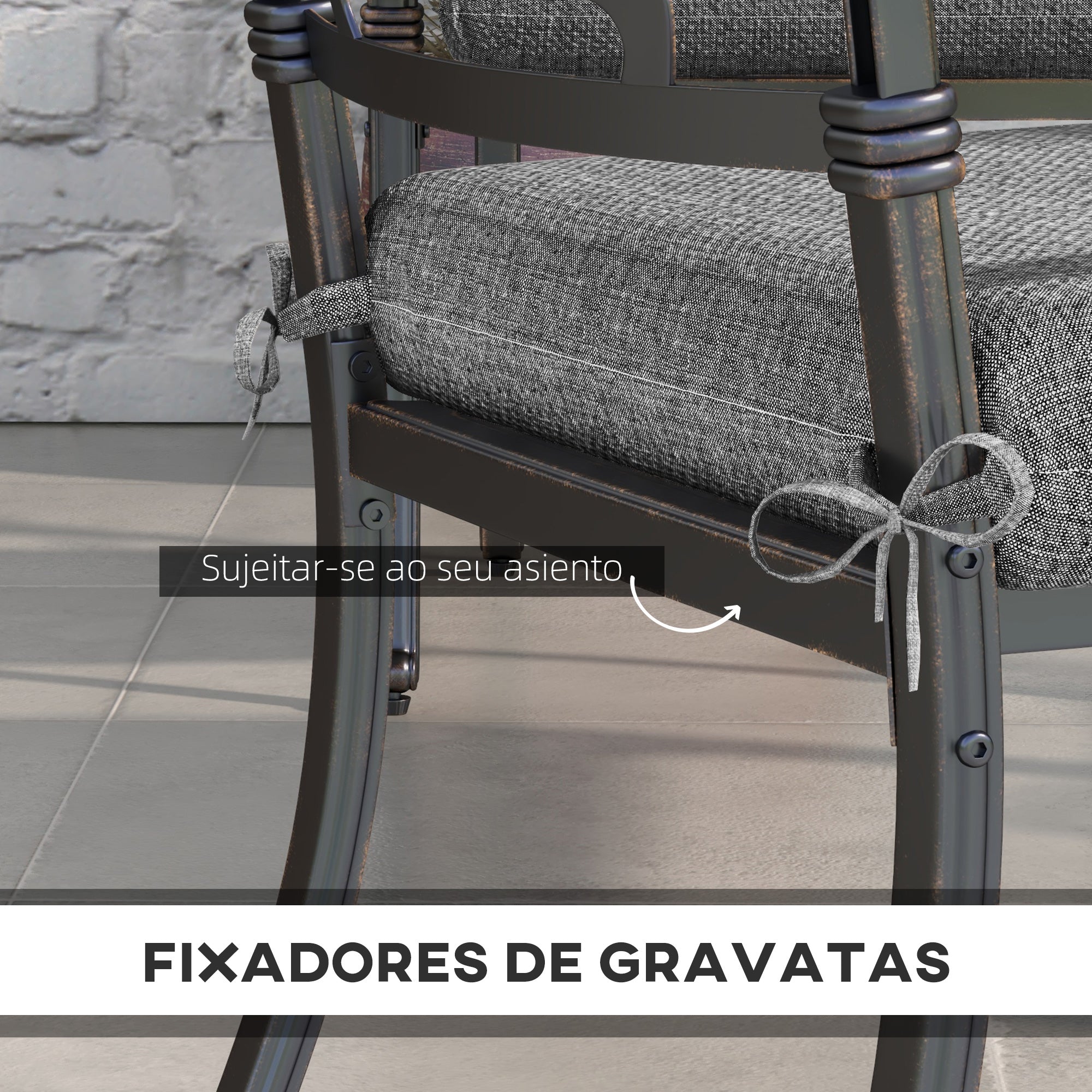 Conjunto de Almofadas para Cadeiras 47x47x7 cm Cinzento