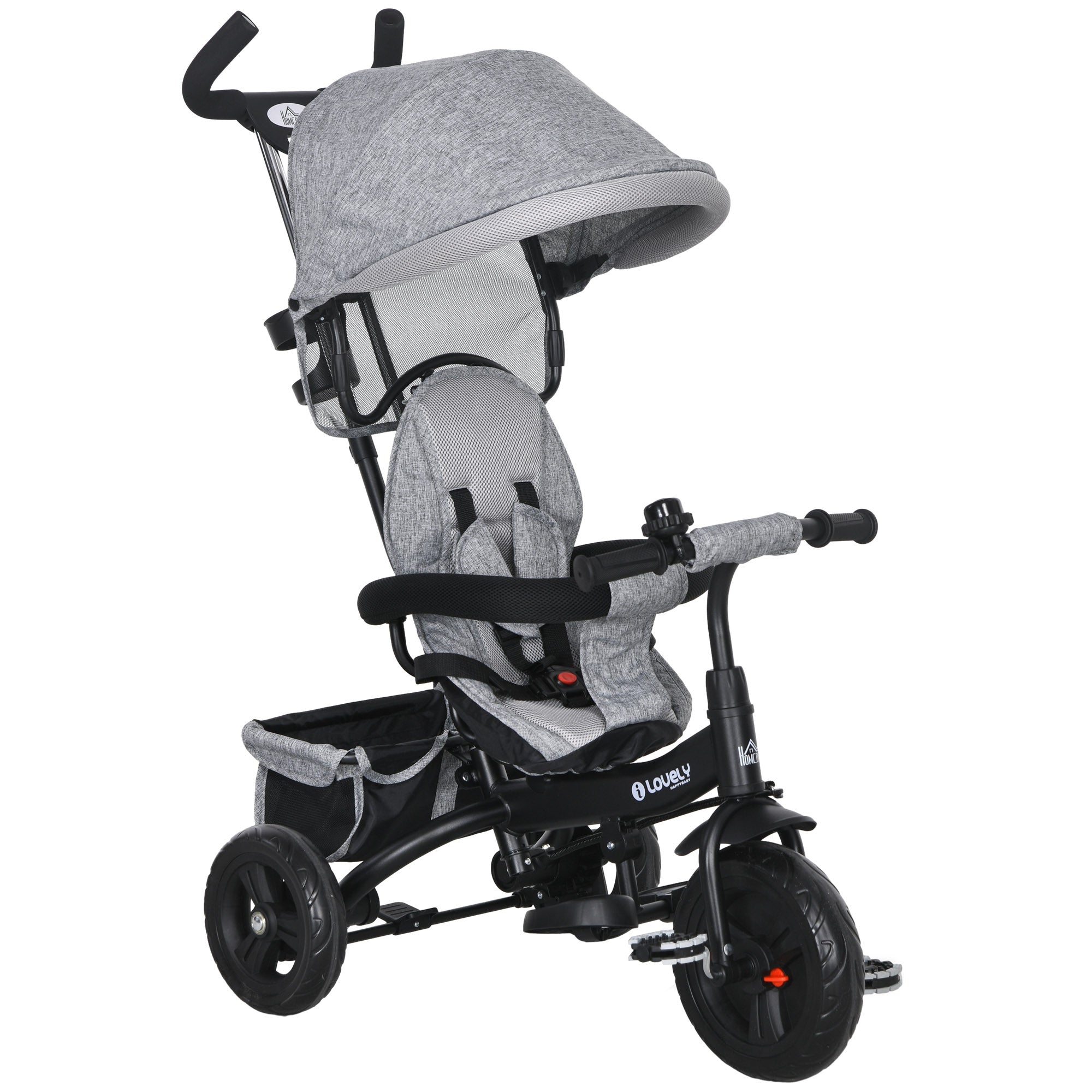 Triciclo Infantil 2 em 1 - 95x50x106 cm - Cinzento