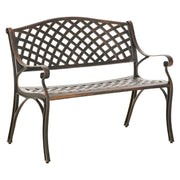 Banco de Jardim de 2 Lugares em Alumínio Fundido Cor de Bronze 103x62x83 cm