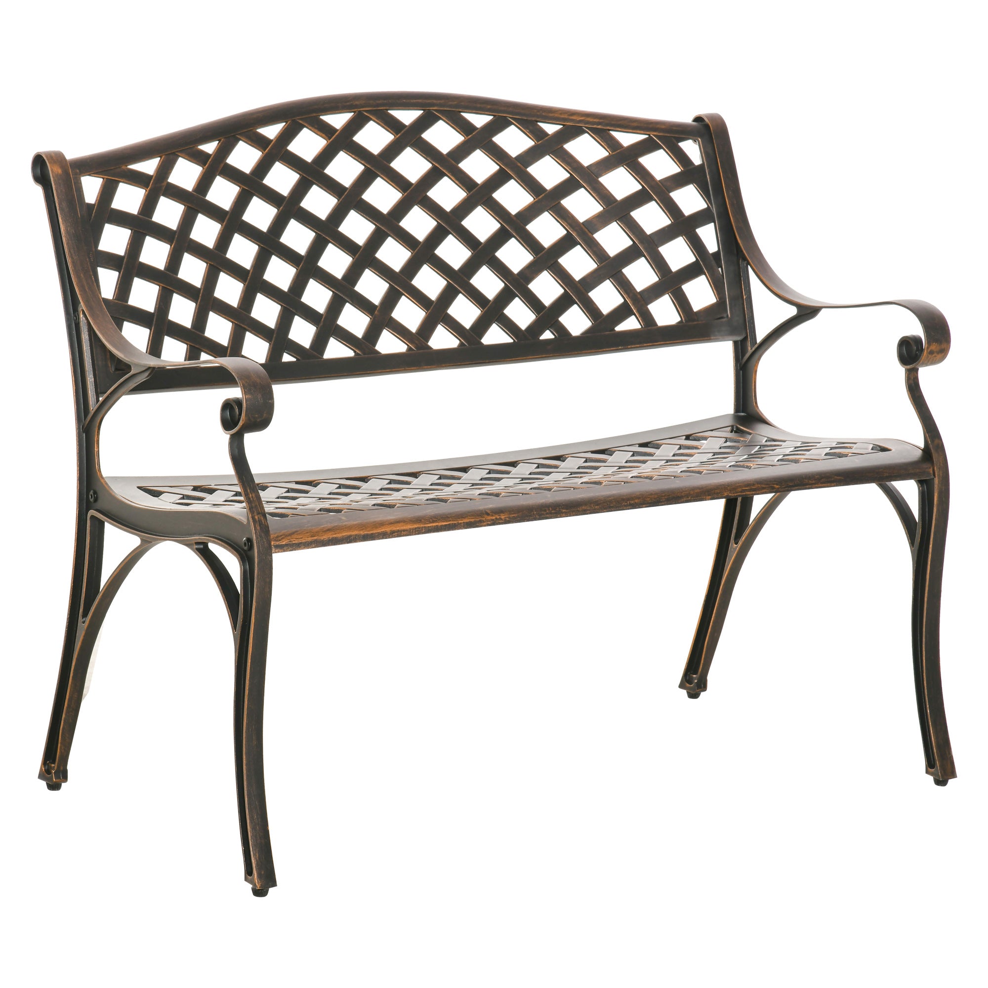 Banco de Jardim de 2 Lugares em Alumínio Fundido Cor de Bronze 103x62x83 cm