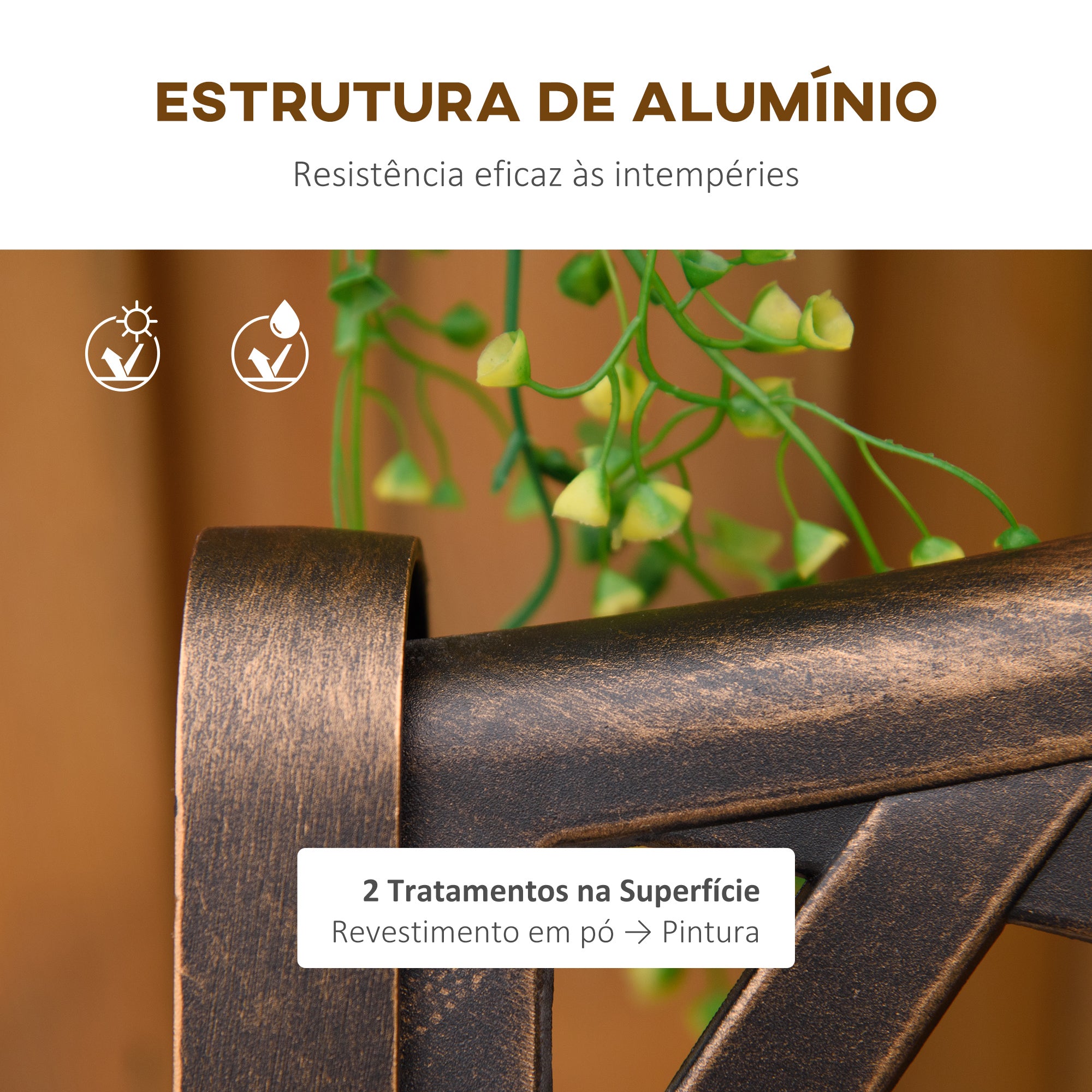 Banco de Jardim de 2 Lugares em Alumínio Fundido Cor de Bronze 103x62x83 cm