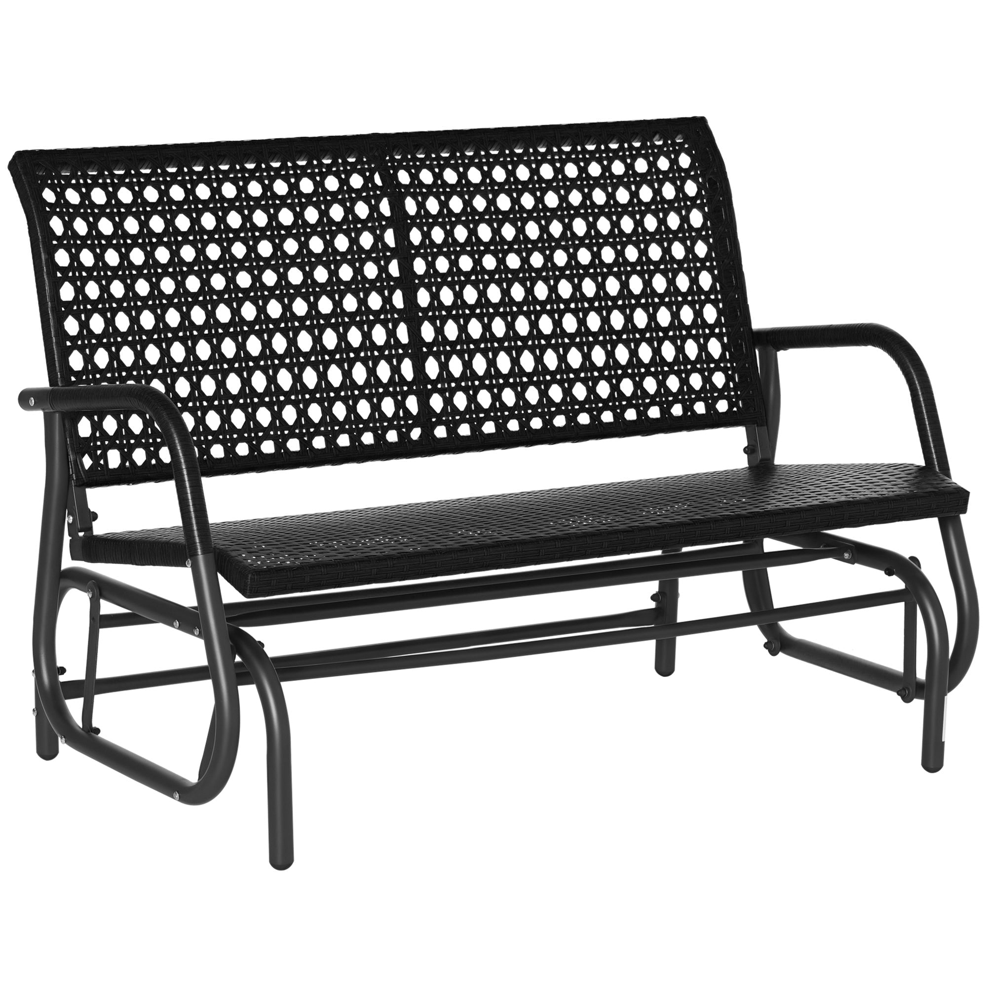 Banco Baloiço de Vime Preto 70x120x84 cm