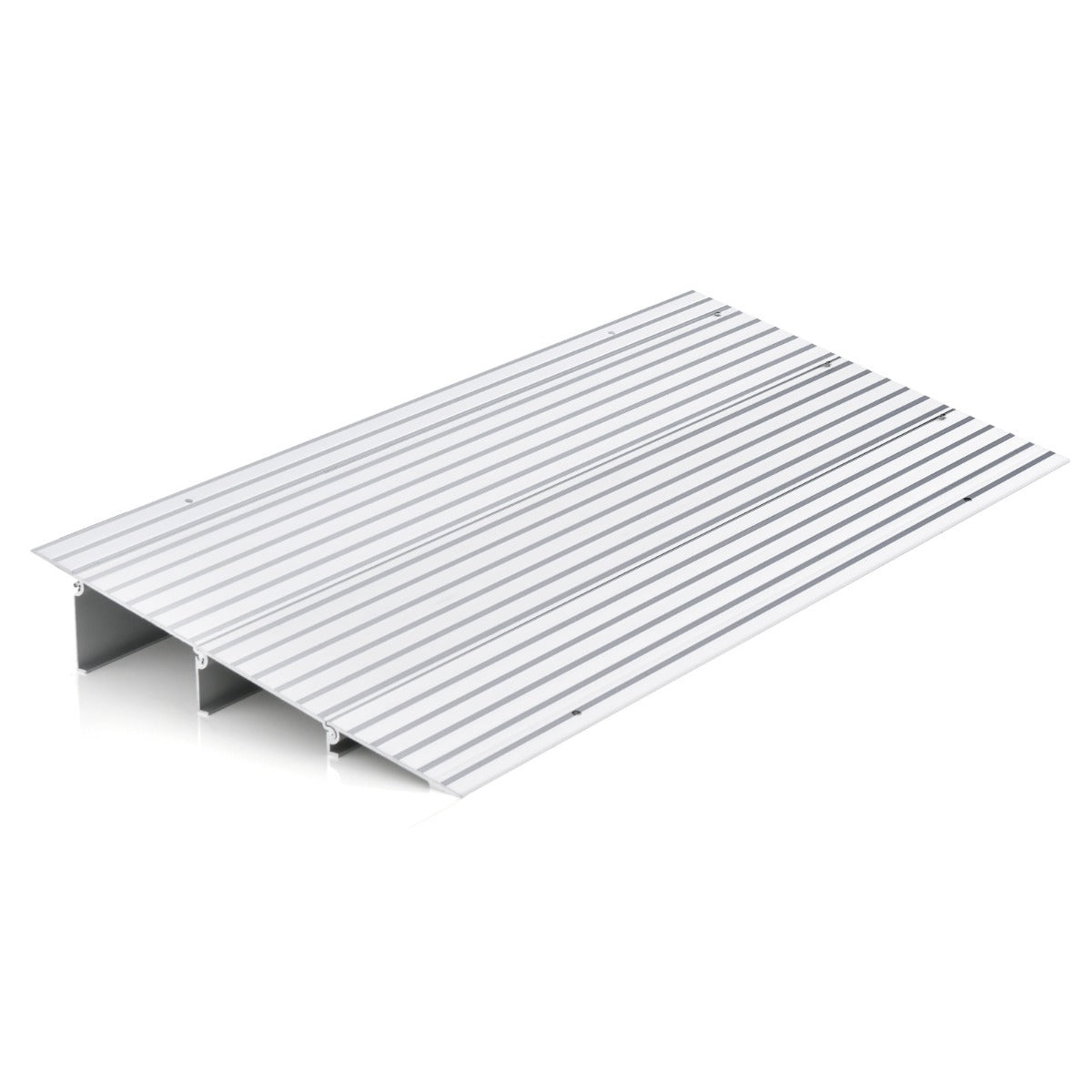 Rampa de Porta com Moldura de Alumínio e Superfície Antiderrapante 317 kg para Cadeiras de Rodas 86,5 x 41,5 x 8,5 cm Prateado