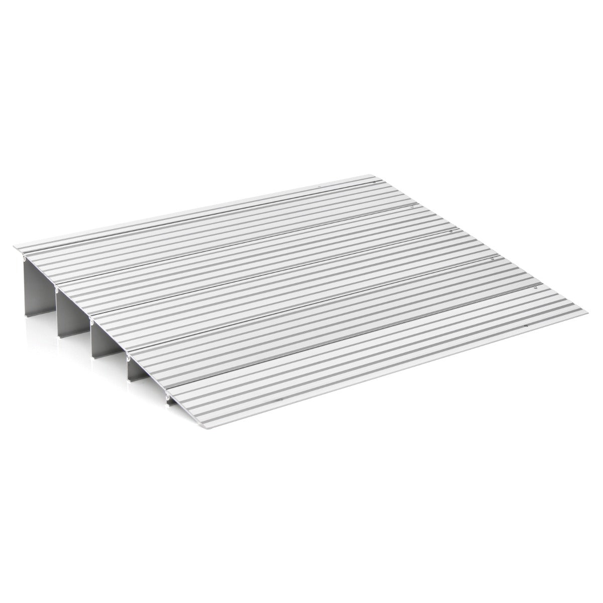 Rampa de Acesso para Portas em Alumínio com Superfície Antiderrapante - Suporta 317 kg - 86,5 x 66,5 x 13 cm - Prateado