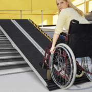 Rampa Portátil de Alumínio para Cadeira de Rodas com Placa de Transição e Superfície Antiderrapante - 152,5 cm