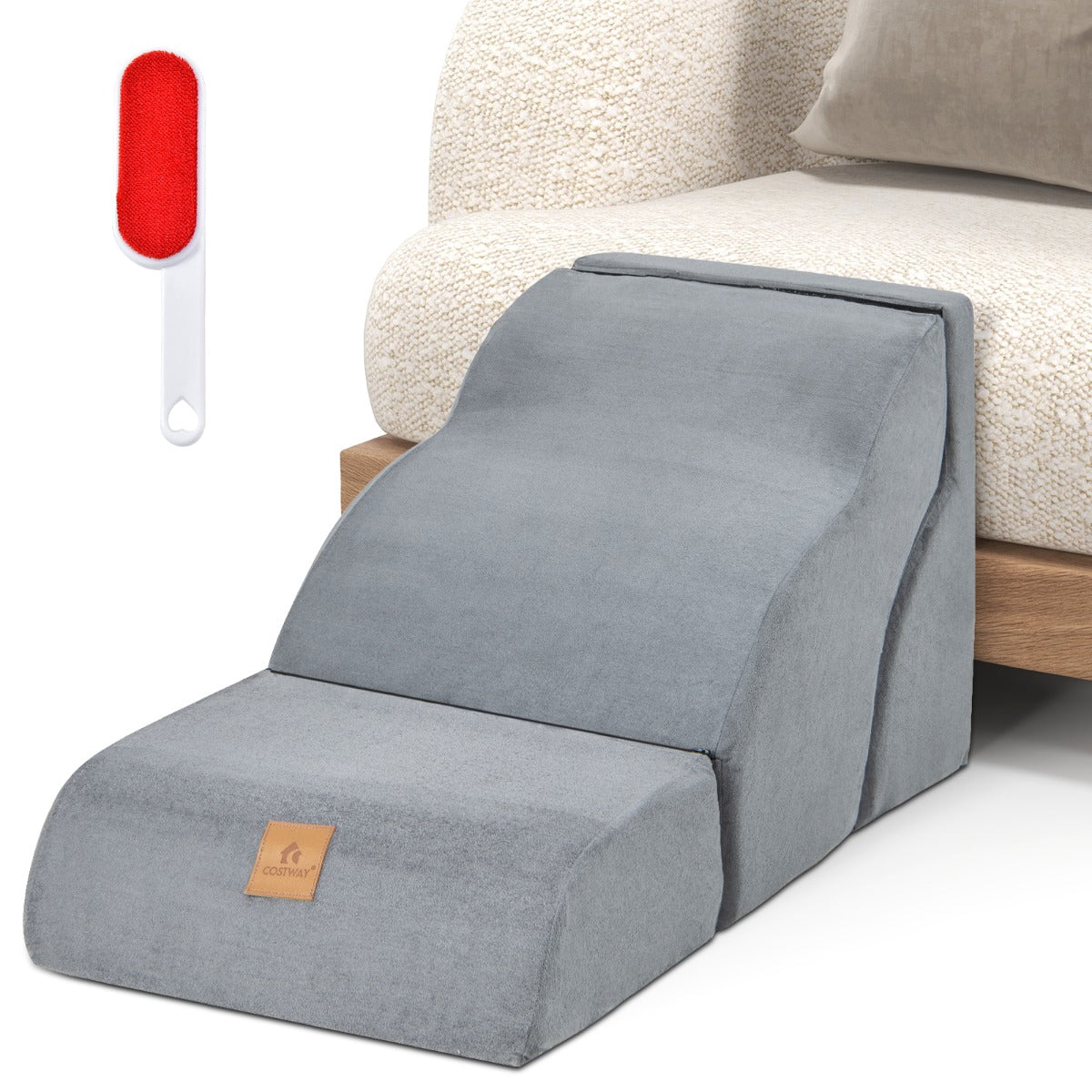 Rampa para Cães de 3 Níveis – Cinzento – Espuma