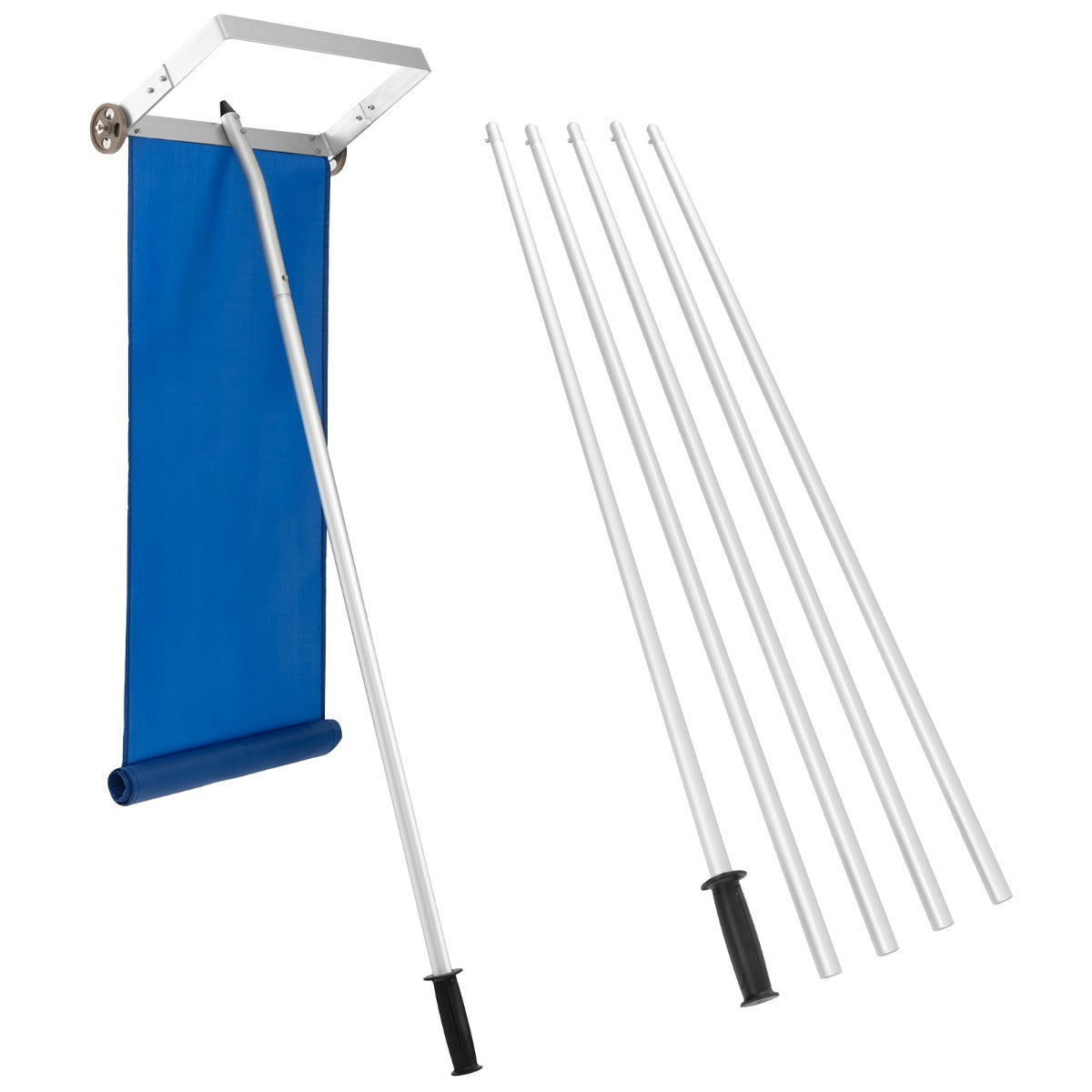 Rastrillo de Teto Ajustável de 151-661 cm para Remover Neve com Poste de 5 Secções Estrutura de Alumínio e Pega Antiderrapante para Casa e Veículo