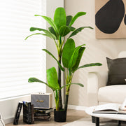 Planta Artificial de 150 cm Palma Tropical de Imitação com 18 Grandes Folhas e Vaso de Cimento Planta Verde Realista para Escritório Casa