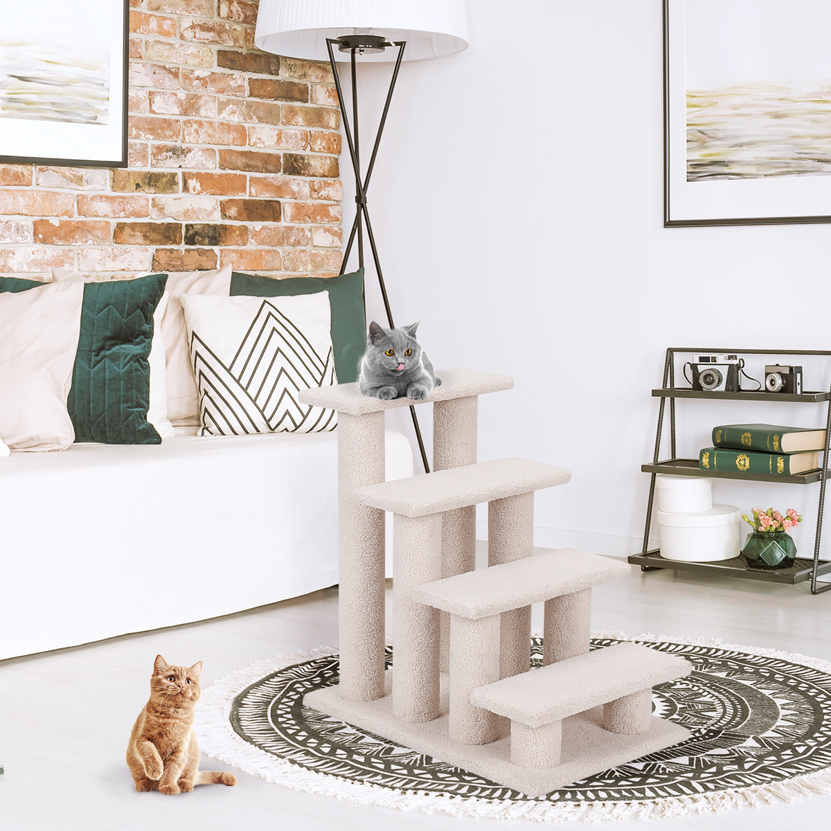 Árvore de Escalada para Gatos Árvore Trepa-Trepa Móvel de Atividades para Gatos para Subir à Cama 41 x 60,5 x 60,5 cm Bege