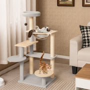 Torre de Gato Moderno Multinível de 113 cm com Perchero Acolchoado Desmontável