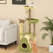 Torre de Gato em Forma de Abacate com Várias Plataformas para Gatos, Condomínio Privado, Escova de Autocuidado e Plataformas de Escalada Verde