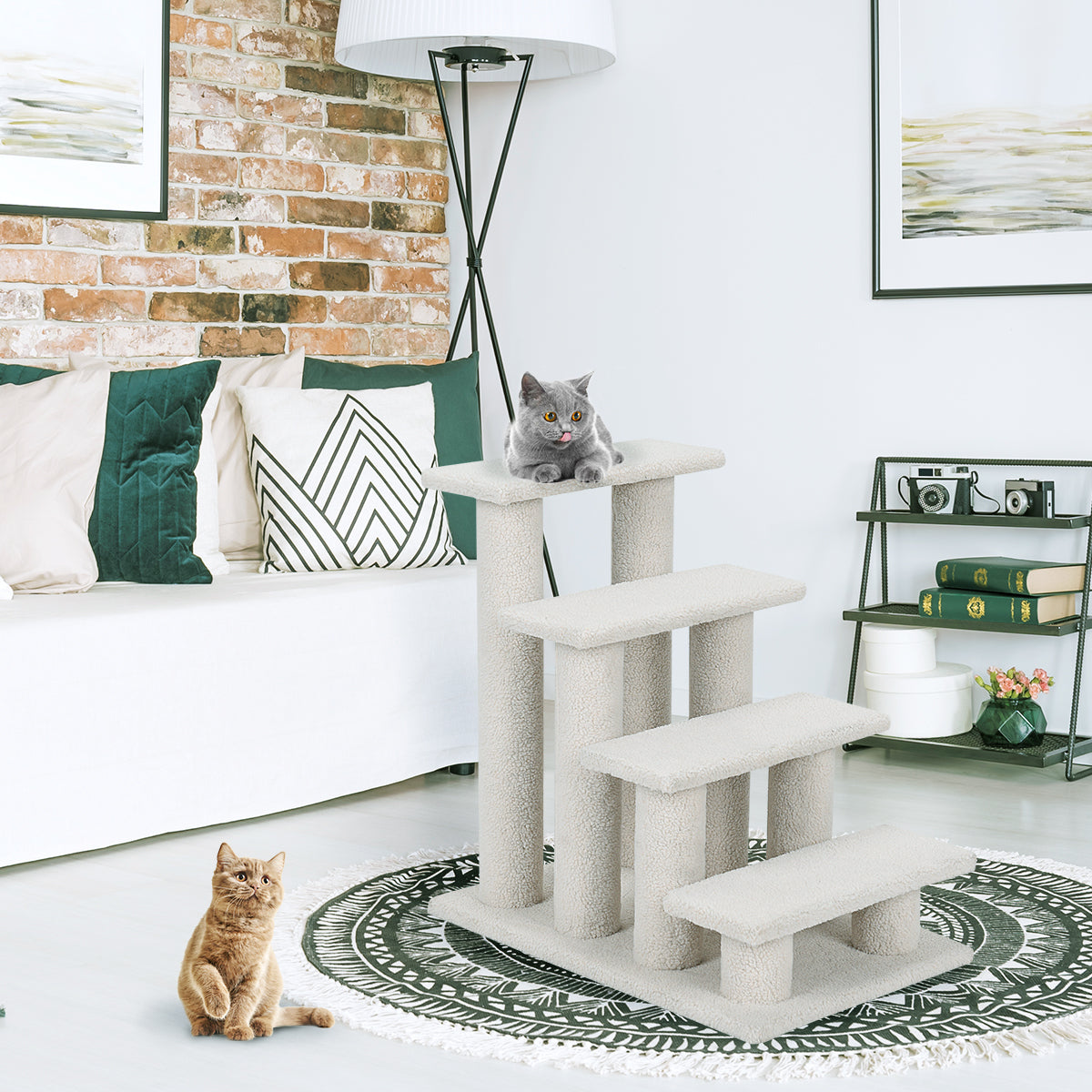 Árvore de Escalada para Gatos Árvore Trepa Móvel de Centro de Atividades para Gatos para Subir à Cama 41 x 60,5 x 60,5 cm Branco