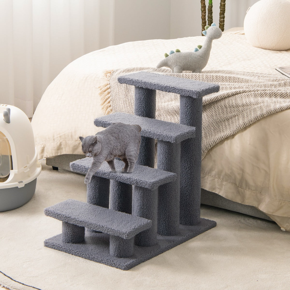 Árvore de Escalada para Gatos – 41 x 60,5 x 60,5 cm – Cinzento – MDF e sisal