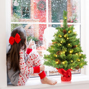 Árvore de Natal Pequena Pré-iluminada para Mesa com 50 Luzes LED 8 Modos de Luz - 64cm