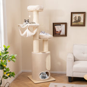 Torre de Madeira para Gatos com 187 cm de Altura e Condomínio de 2 Pisos - Árvore para Gatos