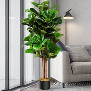 Árvore Ficus Lyrata Artificial de 1,2 m com Vaso de Flores em PP Suave para Decoração Verde