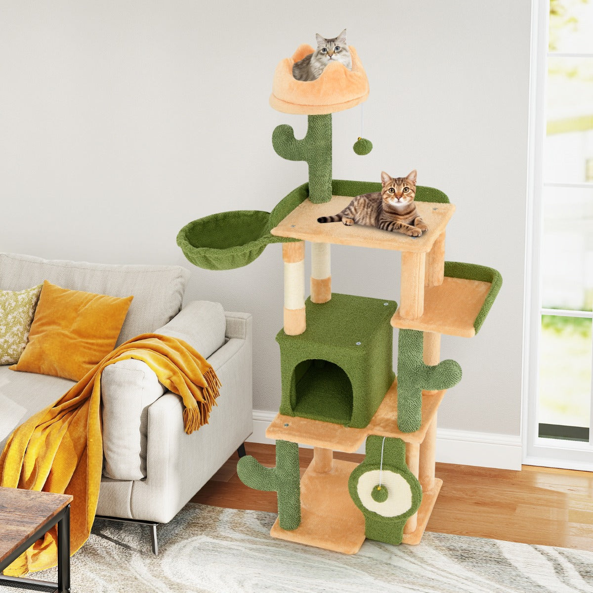 Torre para Gatos de 160 CM com Postes de Sisal e Condo Multinível