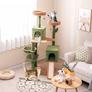 Torre de Cactos para Gatos 160cm com Vários Níveis - Verde e Castanho