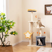 Torre para Gatos de 128 cm com Vários Níveis e Postes Arranhadores em Sisal