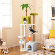 Torre para Gatos de 180 cm com Design de Praia, 2 Condos e Postes de Arranhar