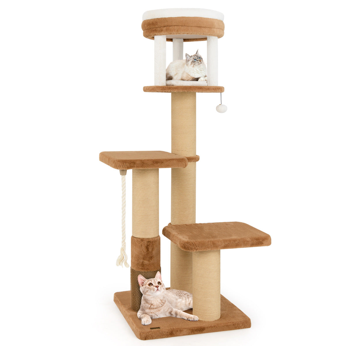 Torre para Gatos de Interior 164 cm com Percha Acolchoada e Cama Desmontável