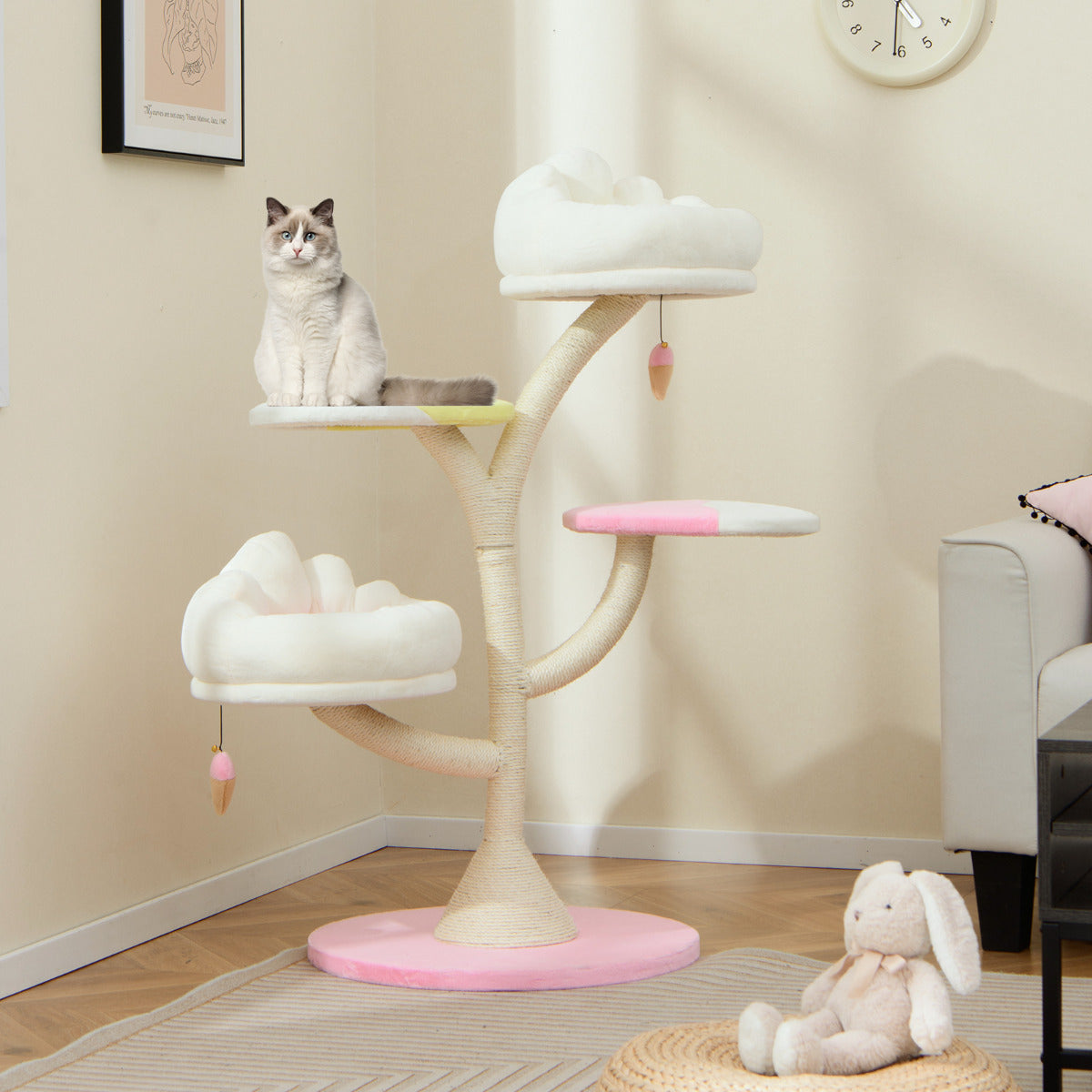 Torre para Gatos Multinível com 2 Perchas, 2 Plataformas e Centro de Atividades