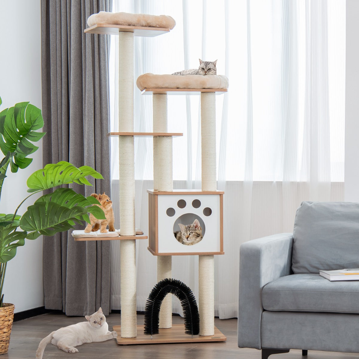 Arranhador para Gatos de Interior Moderna – 176 cm – Bege