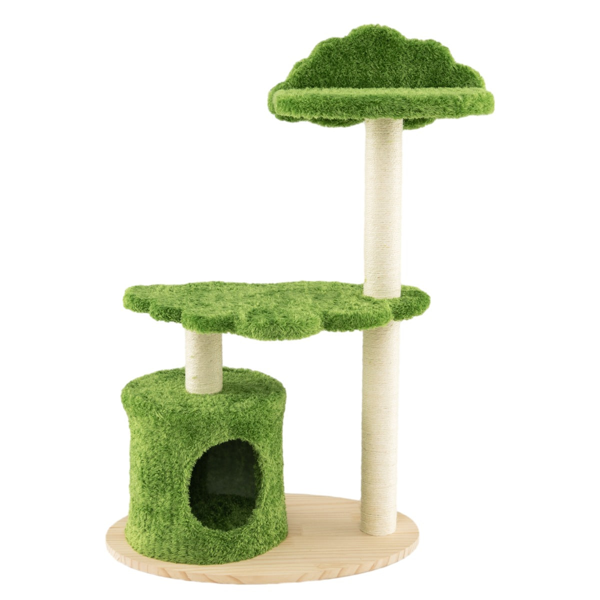 Torre para Gatos com 97 cm de Altura, Interior com Postes Arranhadores de Sisal, Percha Superior Acolchoada e Plataforma de Salto Verde