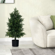 Árvore Topiária Artificial de Cedro 80 cm - Árvore de Pinheiro Falso com Vaso de Plástico e Folhas Resistentes - Planta Decorativa para Interiores
