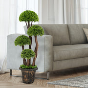 Árvore Topiária de Cedro Artificial de 90 cm com Vaso Decorativo - Planta Falsa de Cipreste para Interior e Jardim