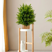 Conjunto de 2 Plantas Artificiais de Arbusto em Vaso com Cimento para Decoração 33 x 33 x 55 cm